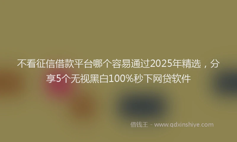 不看征信借款平台哪个容易通过2025年精选，分享5个无视黑白100%秒下网贷软件