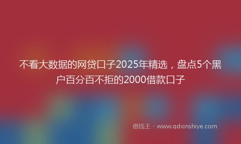 不看大数据的网贷口子2025年精选，盘点5个黑户百分百不拒的2000借款口子