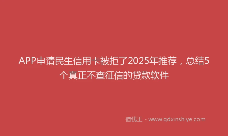 APP申请民生信用卡被拒了2025年推荐，总结5个真正不查征信的贷款软件