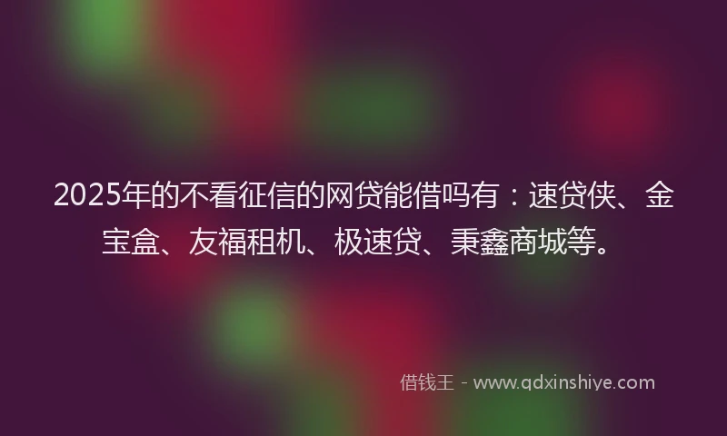 2025年的不看征信的网贷能借吗有：速贷侠、金宝盒、友福租机、极速贷、秉鑫商城等。