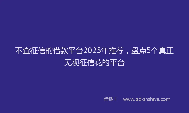 不查征信的借款平台2025年推荐，盘点5个真正无视征信花的平台