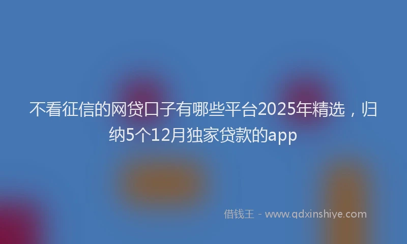 不看征信的网贷口子有哪些平台2025年精选，归纳5个12月独家贷款的app
