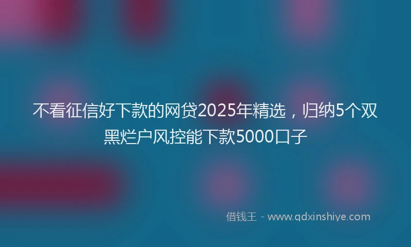 不看征信好下款的网贷2025年精选，归纳5个双黑烂户风控能下款5000口子