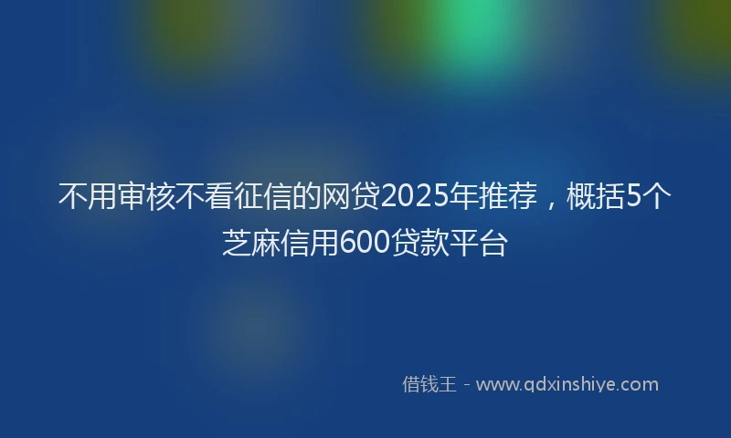 不用审核不看征信的网贷2025年推荐，概括5个芝麻信用600贷款平台