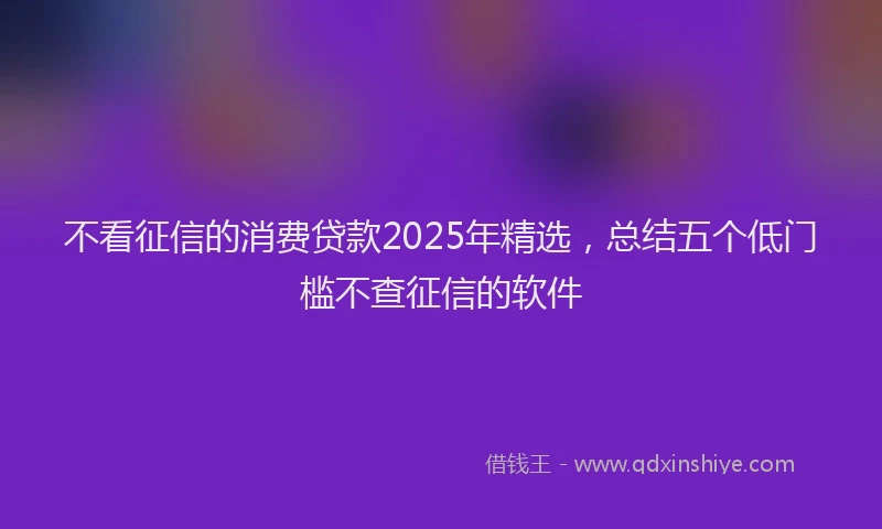 不看征信的消费贷款2025年精选，总结五个低门槛不查征信的软件