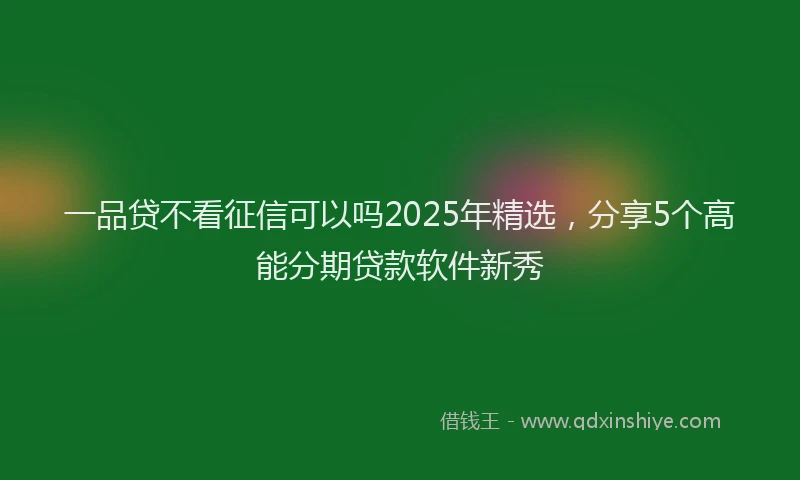 一品贷不看征信可以吗2025年精选，分享5个高能分期贷款软件新秀