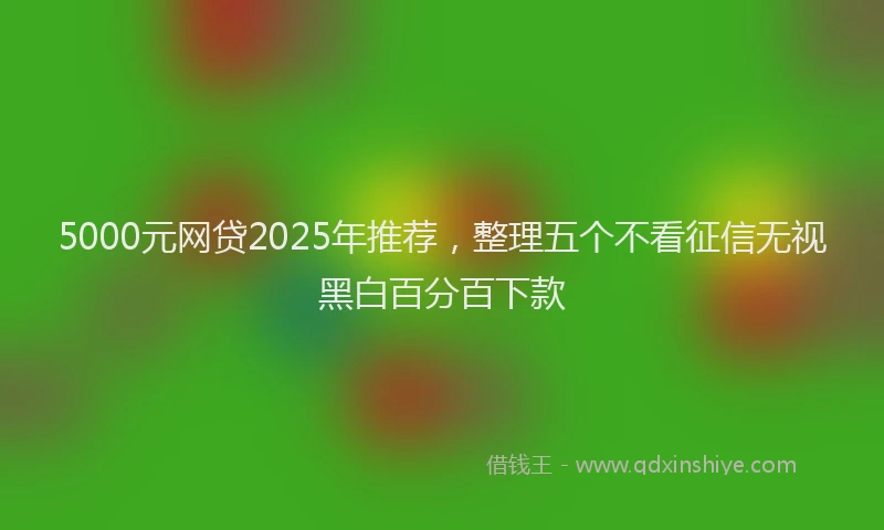 5000元网贷2025年推荐，整理五个不看征信无视黑白百分百下款