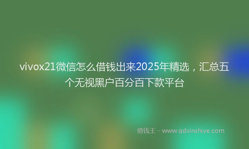 vivox21微信怎么借钱出来2025年精选，汇总五个无视黑户百分百下款平台