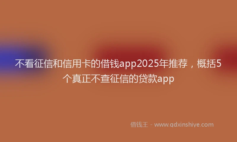 不看征信和信用卡的借钱app2025年推荐，概括5个真正不查征信的贷款app