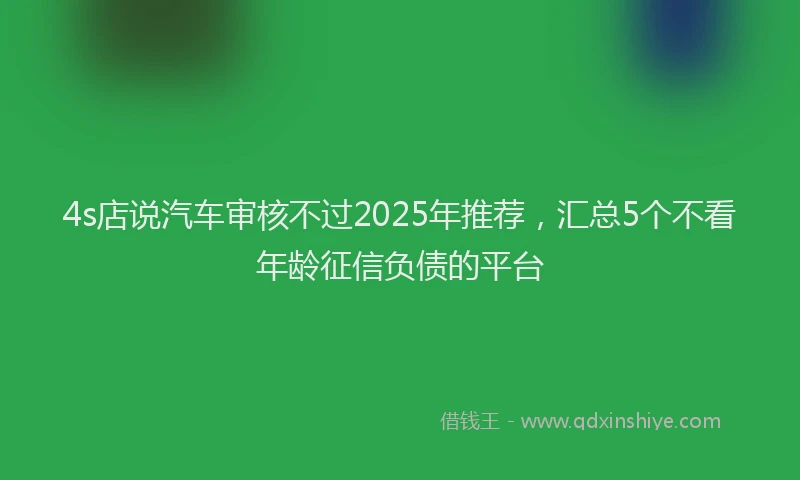 4s店说汽车审核不过2025年推荐，汇总5个不看年龄征信负债的平台