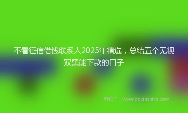 不看征信借钱联系人2025年精选，总结五个无视双黑能下款的口子