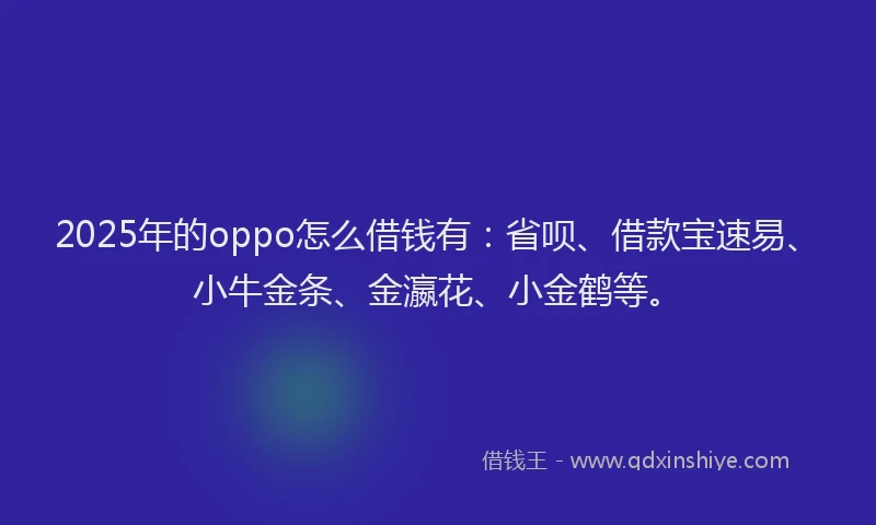 2025年的oppo怎么借钱有：省呗、借款宝速易、小牛金条、金瀛花、小金鹤等。