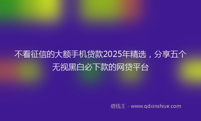 不看征信的大额手机贷款2025年精选，分享五个无视黑白必下款的网贷平台