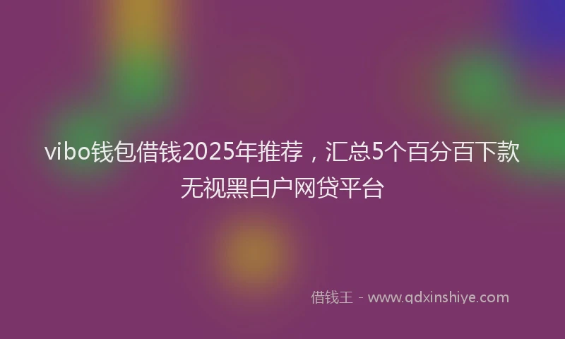 vibo钱包借钱2025年推荐，汇总5个百分百下款无视黑白户网贷平台