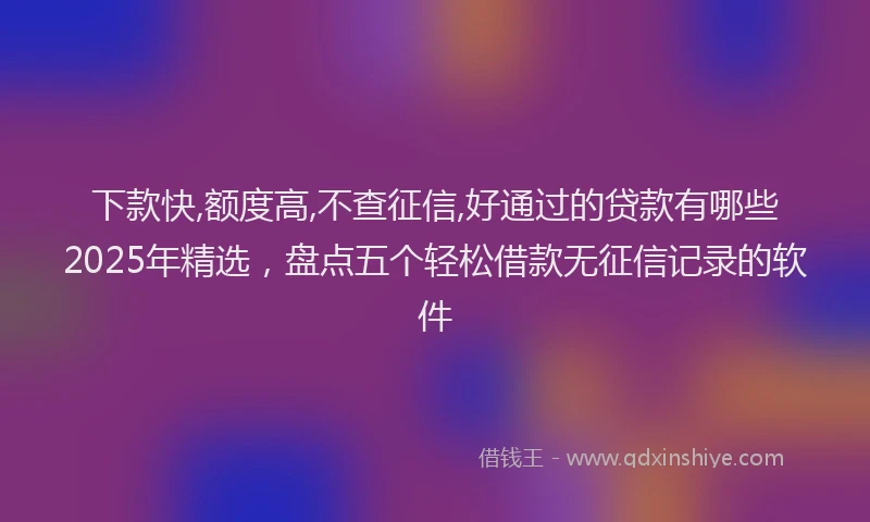 下款快,额度高,不查征信,好通过的贷款有哪些2025年精选，盘点五个轻松借款无征信记录的软件