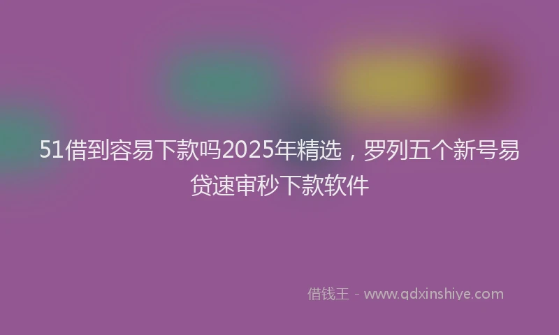 51借到容易下款吗2025年精选，罗列五个新号易贷速审秒下款软件