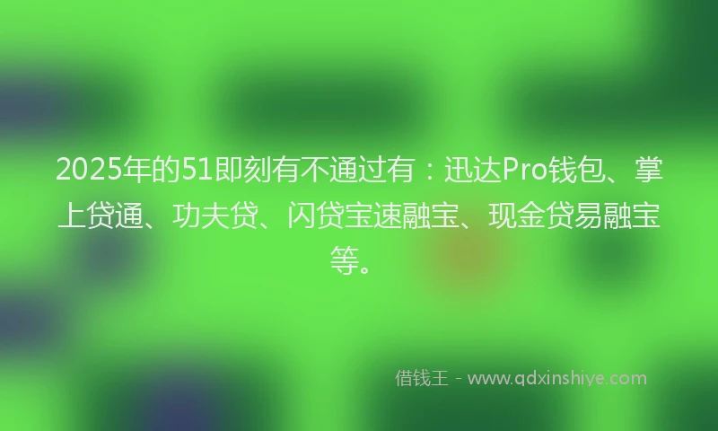 2025年的51即刻有不通过有：迅达Pro钱包、掌上贷通、功夫贷、闪贷宝速融宝、现金贷易融宝等。
