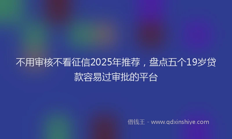 不用审核不看征信2025年推荐，盘点五个19岁贷款容易过审批的平台