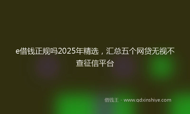 e借钱正规吗2025年精选，汇总五个网贷无视不查征信平台
