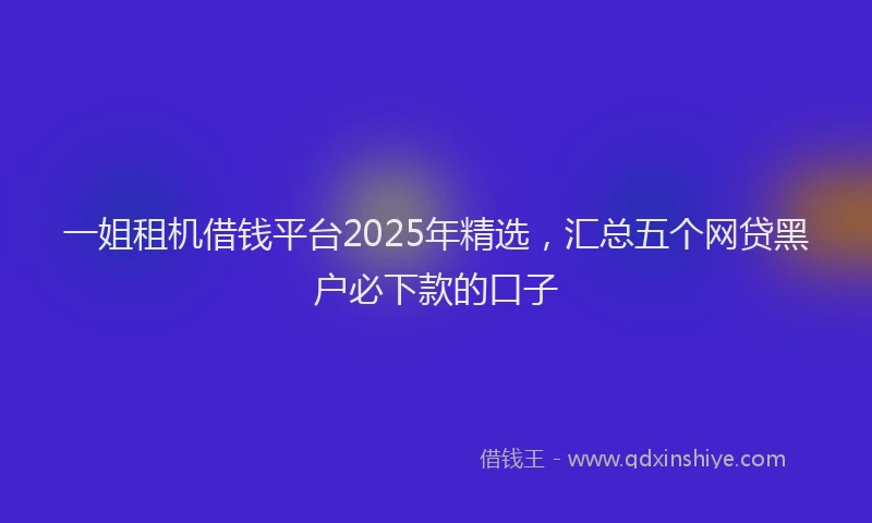 一姐租机借钱平台2025年精选，汇总五个网贷黑户必下款的口子