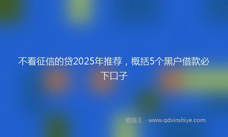 不看征信的贷2025年推荐，概括5个黑户借款必下口子