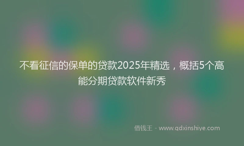 不看征信的保单的贷款2025年精选，概括5个高能分期贷款软件新秀