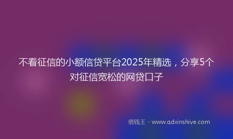 不看征信的小额信贷平台2025年精选，分享5个对征信宽松的网贷口子