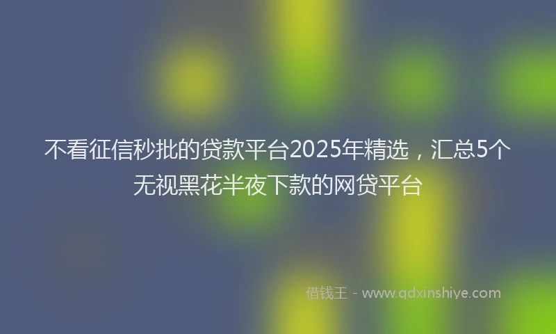 不看征信秒批的贷款平台2025年精选，汇总5个无视黑花半夜下款的网贷平台
