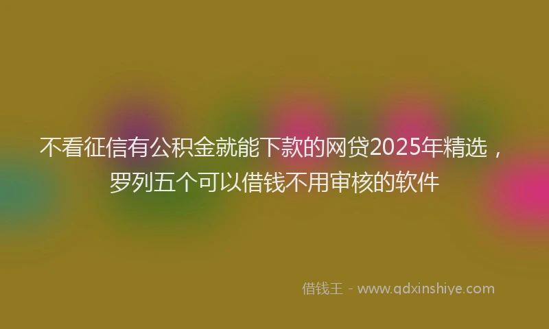 不看征信有公积金就能下款的网贷2025年精选，罗列五个可以借钱不用审核的软件