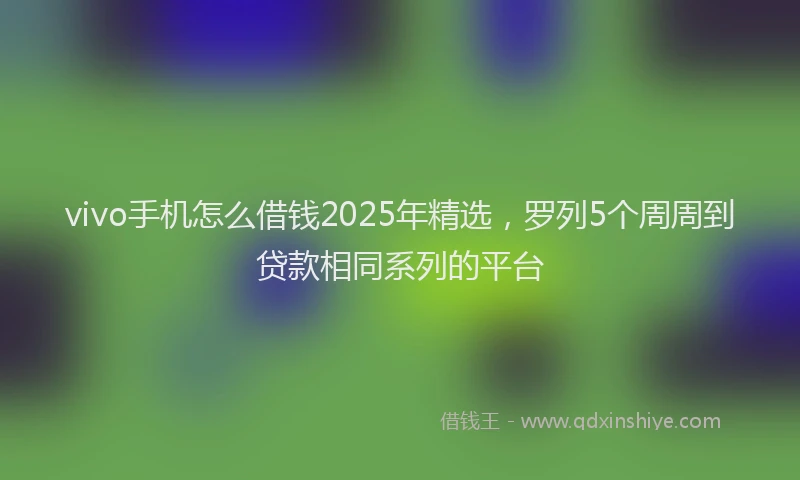 vivo手机怎么借钱2025年精选，罗列5个周周到贷款相同系列的平台