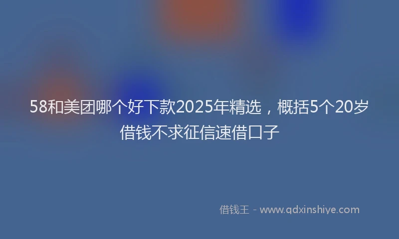 58和美团哪个好下款2025年精选，概括5个20岁借钱不求征信速借口子