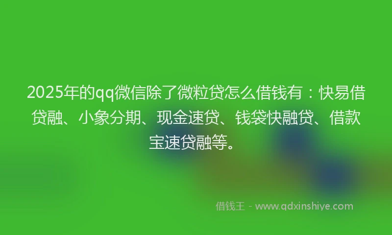 2025年的qq微信除了微粒贷怎么借钱有：快易借贷融、小象分期、现金速贷、钱袋快融贷、借款宝速贷融等。