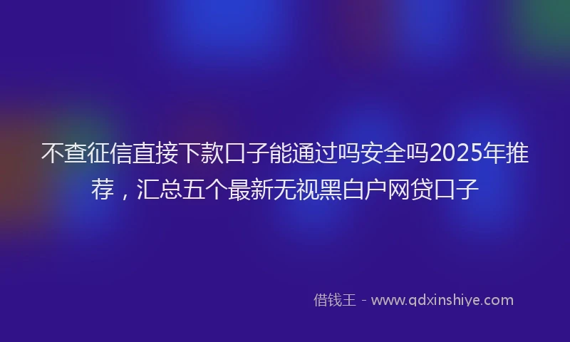 不查征信直接下款口子能通过吗安全吗2025年推荐，汇总五个最新无视黑白户网贷口子