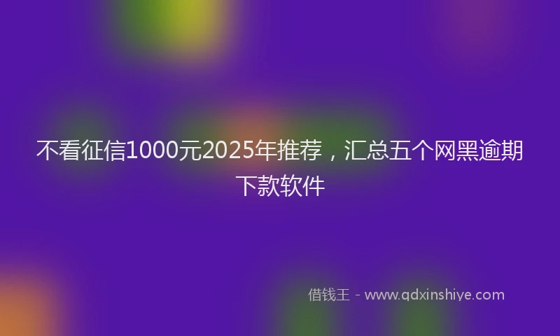 不看征信1000元2025年推荐，汇总五个网黑逾期下款软件