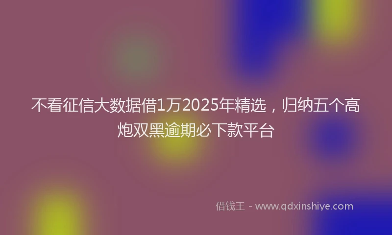 不看征信大数据借1万2025年精选，归纳五个高炮双黑逾期必下款平台