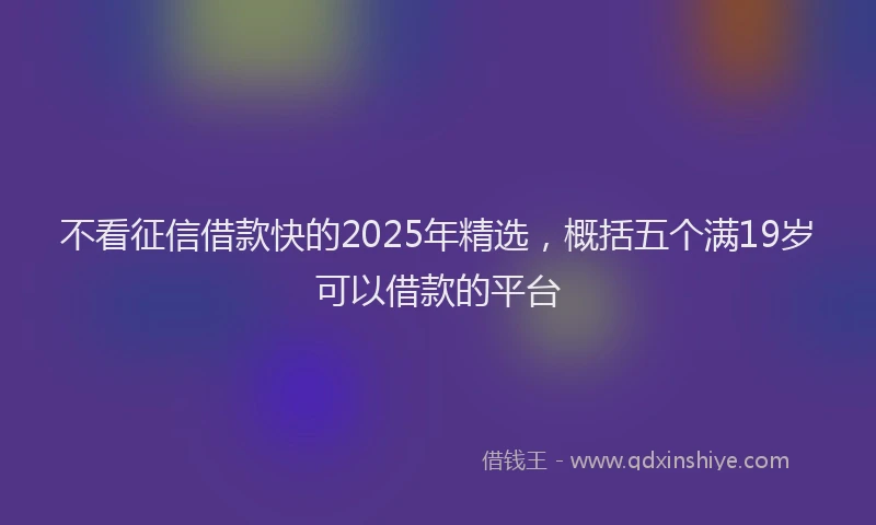 不看征信借款快的2025年精选，概括五个满19岁可以借款的平台