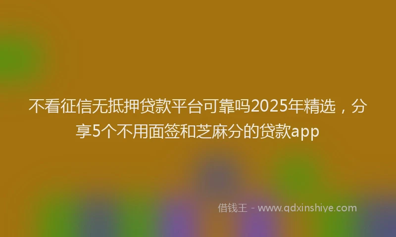 不看征信无抵押贷款平台可靠吗2025年精选，分享5个不用面签和芝麻分的贷款app