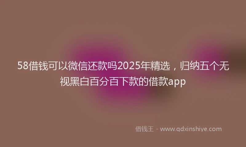 58借钱可以微信还款吗2025年精选，归纳五个无视黑白百分百下款的借款app