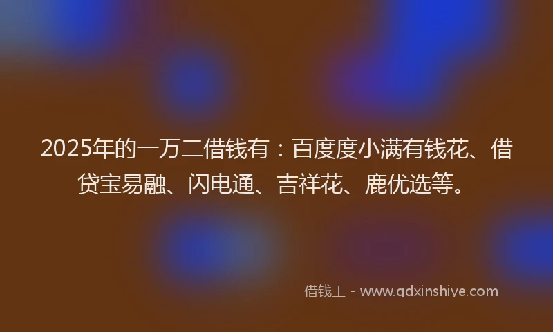 2025年的一万二借钱有：百度度小满有钱花、借贷宝易融、闪电通、吉祥花、鹿优选等。