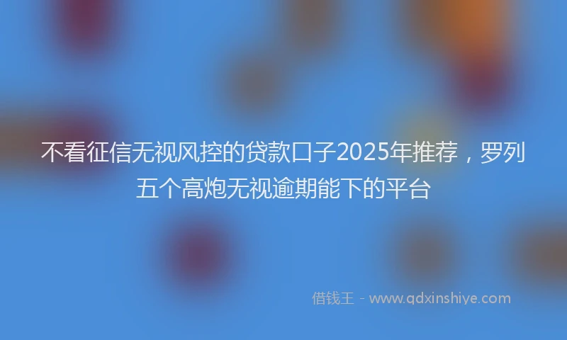 不看征信无视风控的贷款口子2025年推荐，罗列五个高炮无视逾期能下的平台