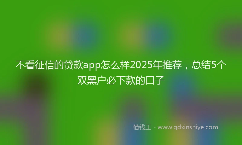 不看征信的贷款app怎么样2025年推荐，总结5个双黑户必下款的口子