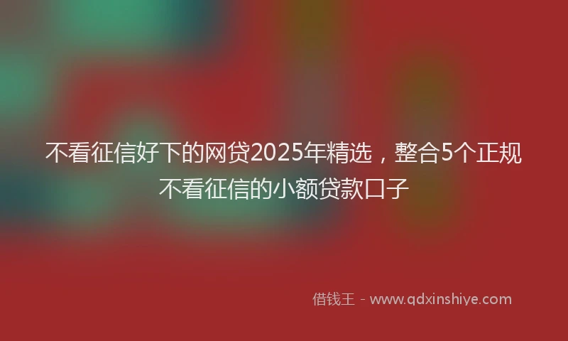 不看征信好下的网贷2025年精选，整合5个正规不看征信的小额贷款口子