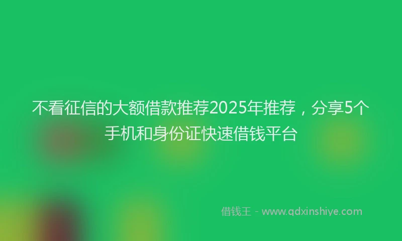 不看征信的大额借款推荐2025年推荐，分享5个手机和身份证快速借钱平台