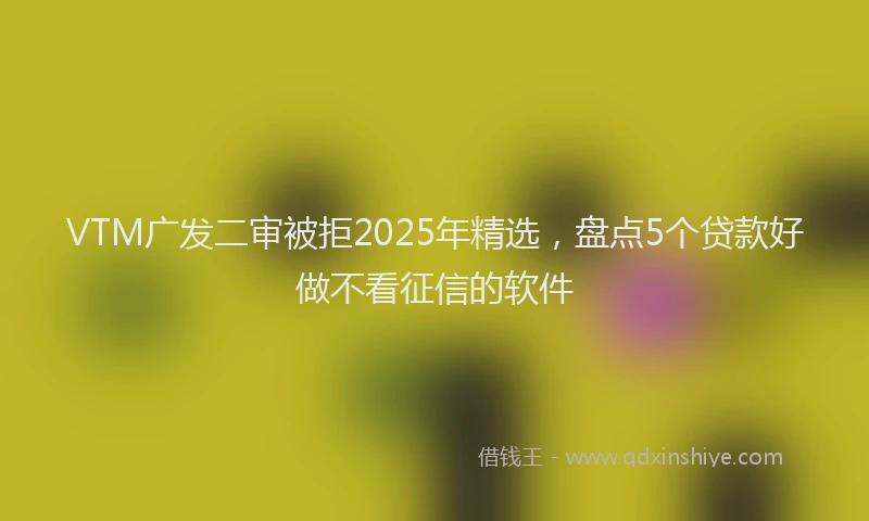 VTM广发二审被拒2025年精选，盘点5个贷款好做不看征信的软件