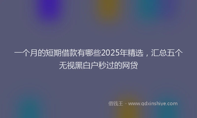 一个月的短期借款有哪些2025年精选，汇总五个无视黑白户秒过的网贷