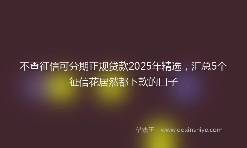 不查征信可分期正规贷款2025年精选，汇总5个征信花居然都下款的口子