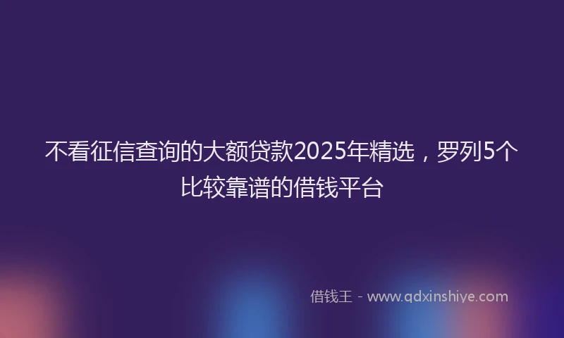 不看征信查询的大额贷款2025年精选，罗列5个比较靠谱的借钱平台