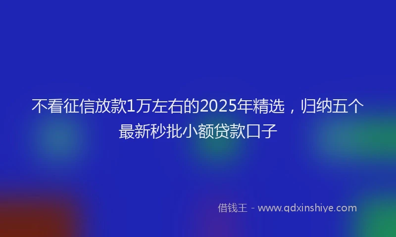 不看征信放款1万左右的2025年精选，归纳五个最新秒批小额贷款口子