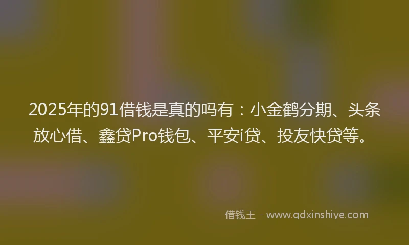 2025年的91借钱是真的吗有：小金鹤分期、头条放心借、鑫贷Pro钱包、平安i贷、投友快贷等。