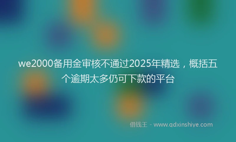 we2000备用金审核不通过2025年精选，概括五个逾期太多仍可下款的平台